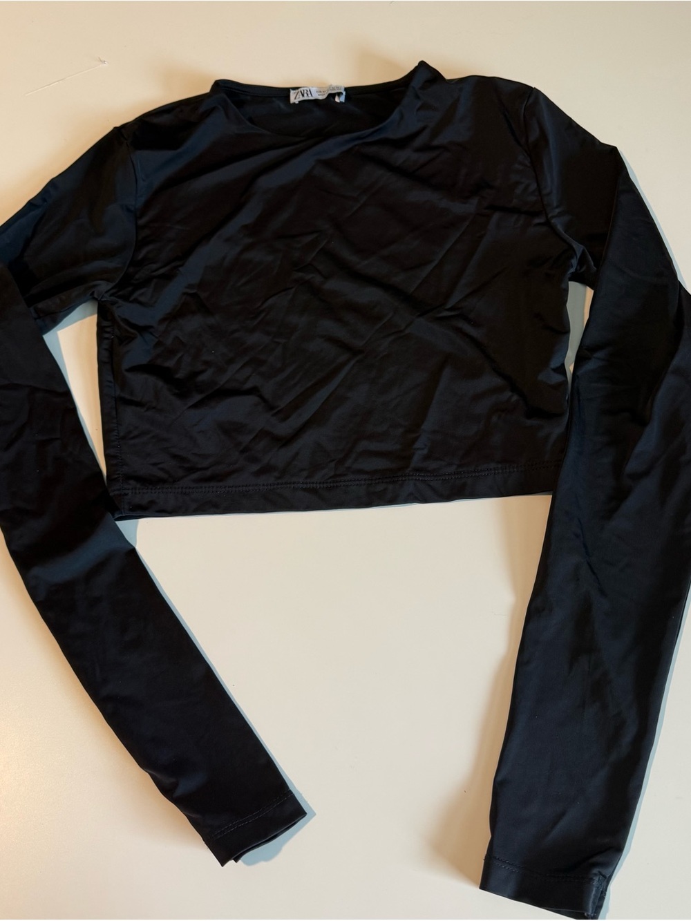 ZARA Black Long Sleeve Crop Top
